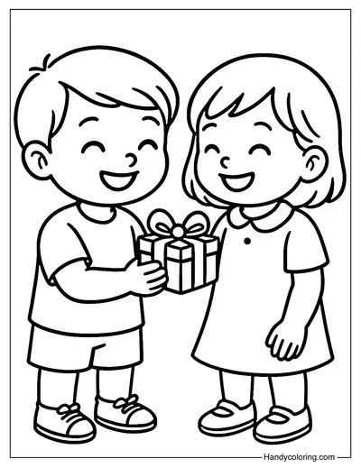 Gift Exchange Coloring Page