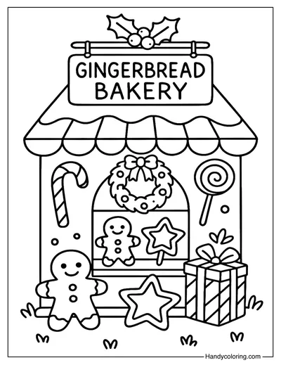 Gingerbread Bakery Treats Coloring Page
