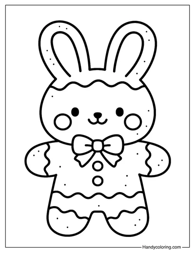Gingerbread Bunny Coloring Page
