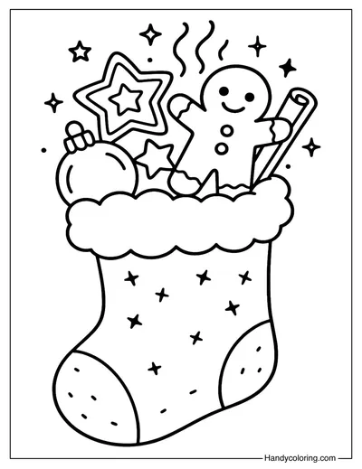 Gingerbread Dreams Stocking Coloring Page