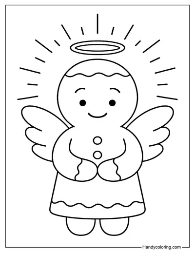 Gingerbread Man Angel Coloring Page