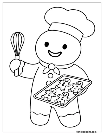 Gingerbread Man Chef Coloring Page