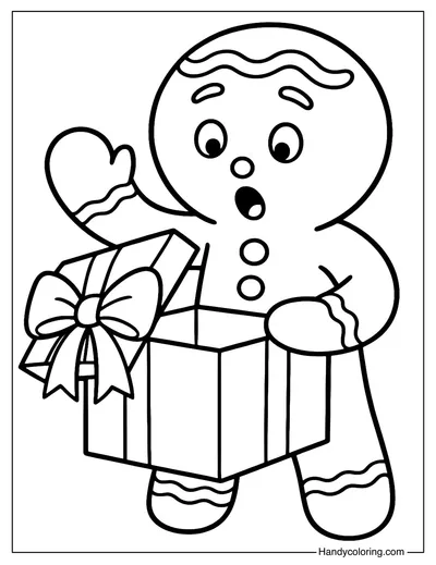 Gingerbread Man Gift Time Coloring Page