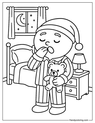 Gingerbread Man Pajama Night Coloring Page