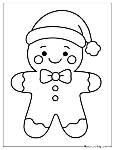 Gingerbread Man Santa Coloring Page
