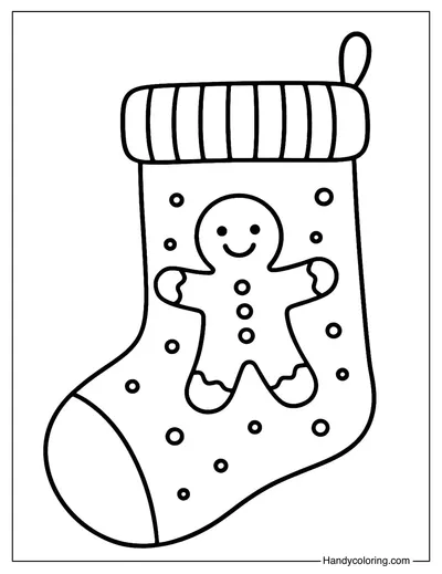 Gingerbread Man Stocking Coloring Page