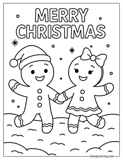 Gingerbread man with Gingerbread Girl Coloring Page