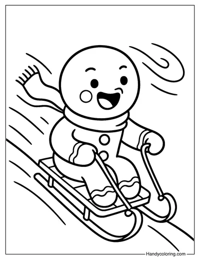 Gingerbread Man with Sleigh Ride Coloring Page