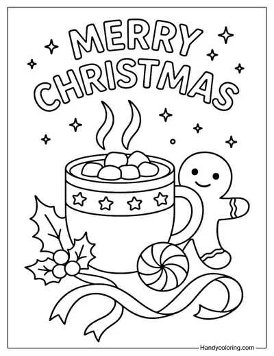 Gingerbread Man Xmas Coloring Page