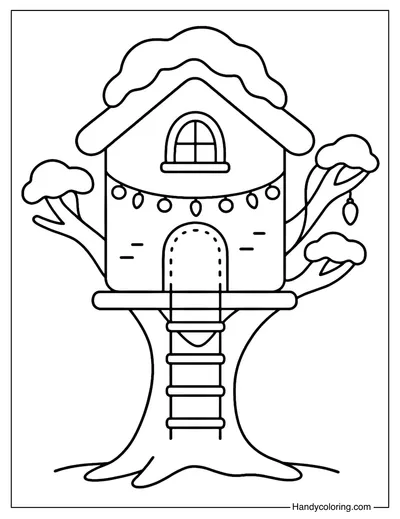 Gingerbread Treehouse Coloring Page
