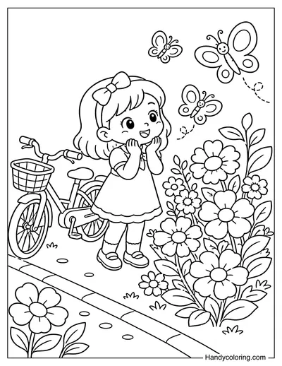 Girl Stopping to Watch Butterflies