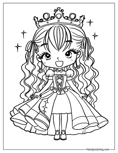 Girl with Beautiful Dress Coloring