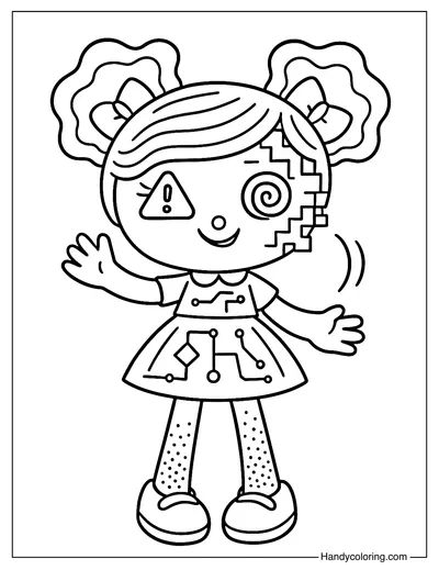Glitchy the Pixel Doll Coloring Page