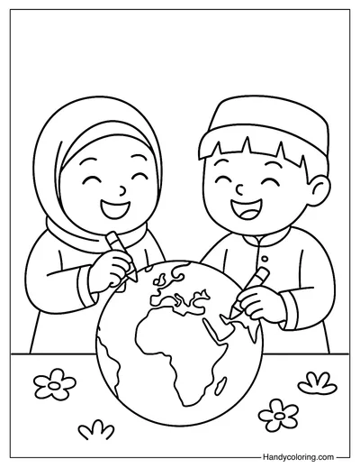Global Friendship Coloring Page