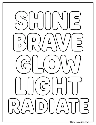 Glow Words Coloring Page