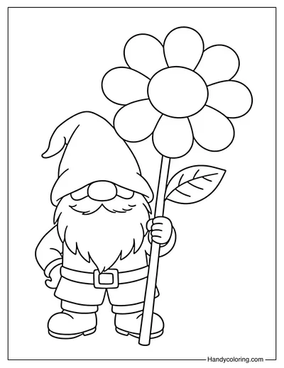 Gnome Holding A Big Flower