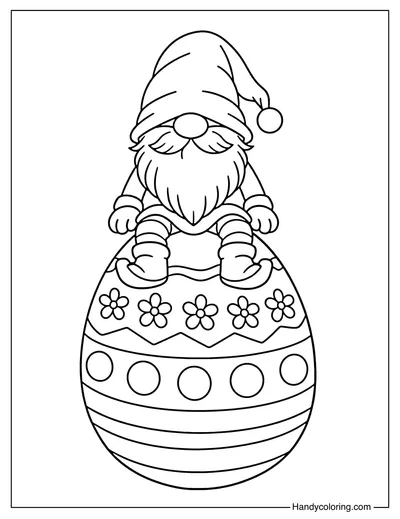 Gnome Sitting on Giant Easter Egg