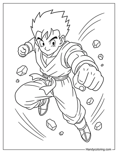 Gohan Jumping Forward to Strike