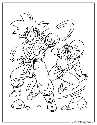 Goku and Krillin Sparring Together