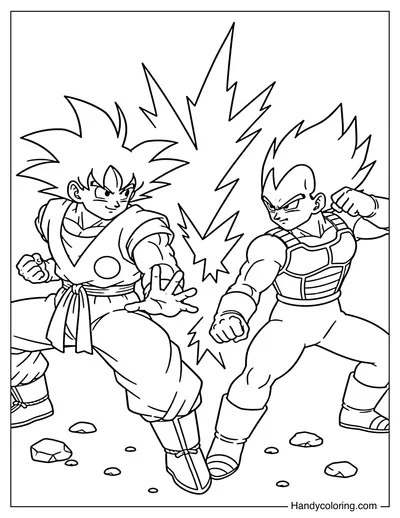 Goku and Vegeta Training Face Off