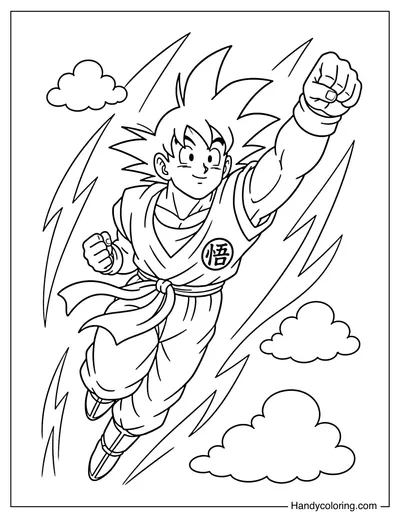 Goku Flying with Power Aura