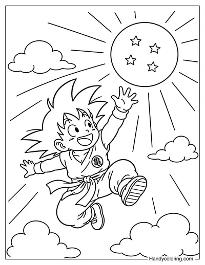Goku Reaching for Giant Dragon Ball