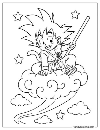 Goku Riding Nimbus with Power Pole