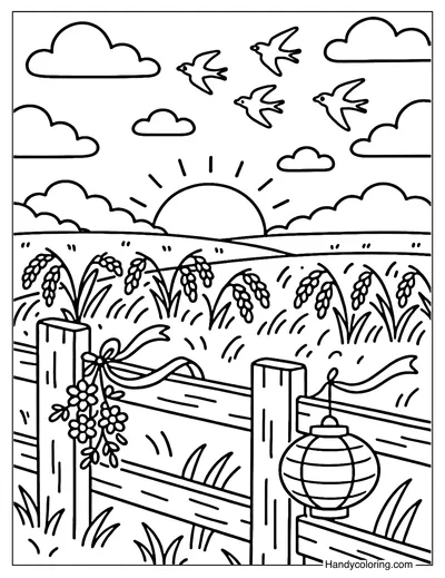Golden Fence Coloring Page
