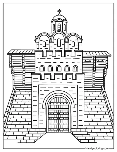 Golden Gate of Kyiv Coloring Page