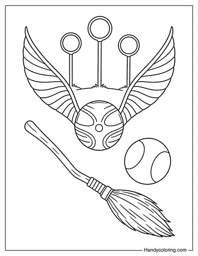 Golden Snitch with Quidditch Gear