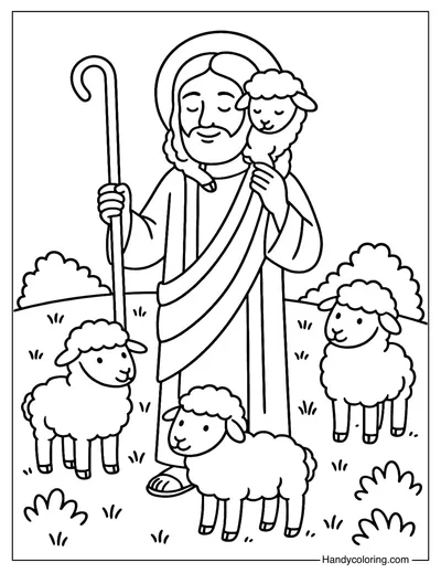 Good Shepherd Jesus Coloring Page