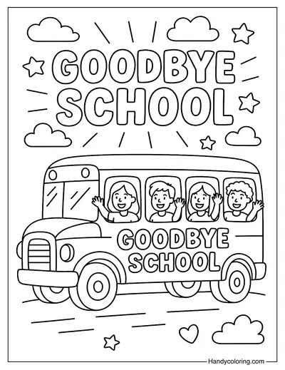 Goodbye School Bus Coloring Page