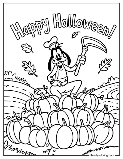 Goofy on Mountain Pumpkin Coloring Page