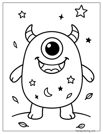 Goofy One Eye Monster Coloring Page