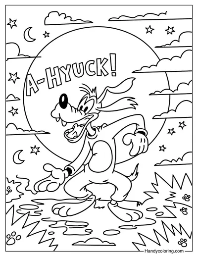 Goofy Werewolf Coloring Page
