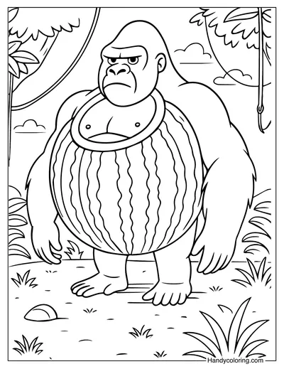 Gorillo Watermellondrillo Coloring Page