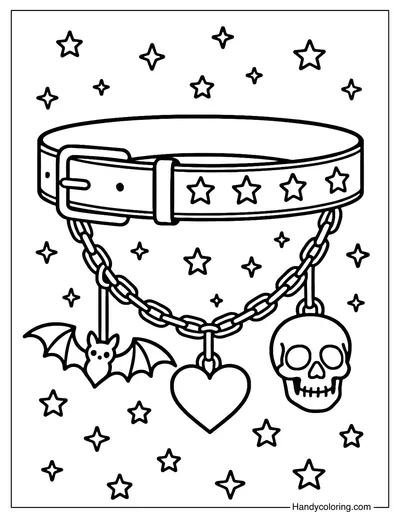 Gothic Belt with Charms Coloring Page