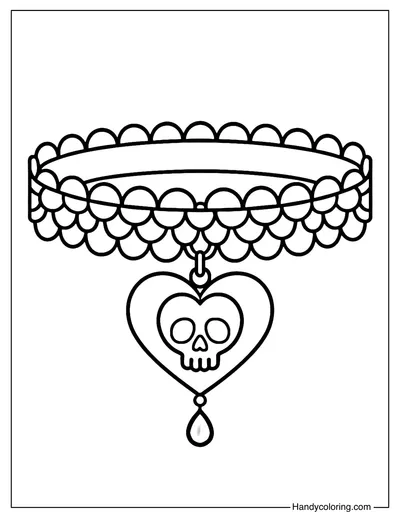 Gothic Choker Necklace Coloring Page