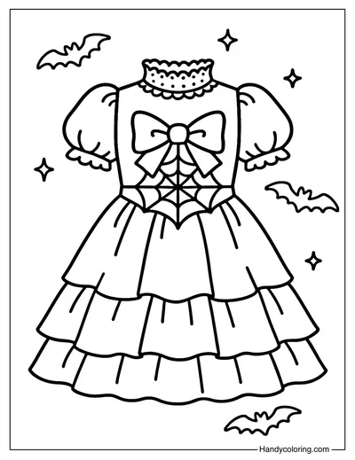 Gothic Lace Dress Coloring Page