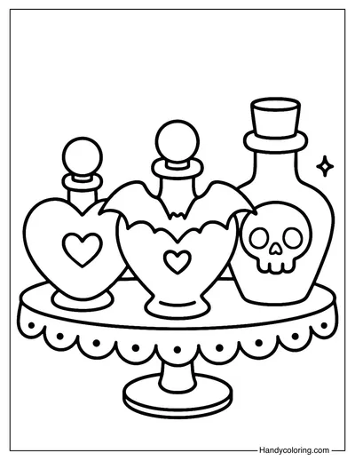 Gothic Perfume Set Coloring Page