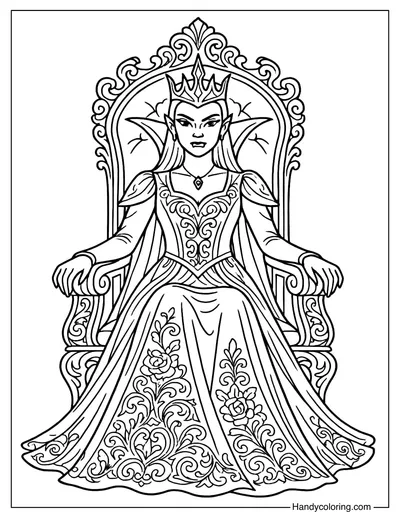 Gothic Vampire Queen Coloring Page