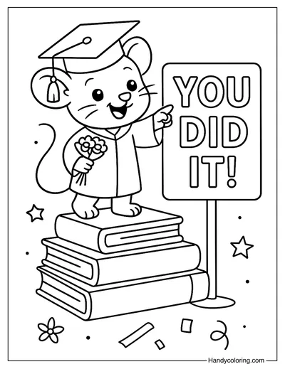 Graduate Mouse and Books Page