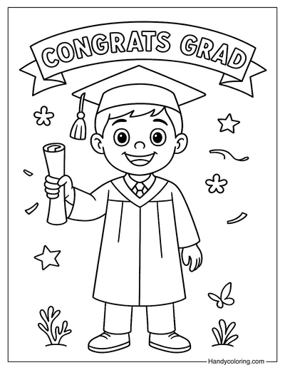 Graduation Boy Coloring Page