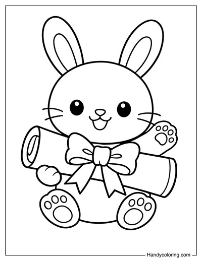 Graduation Bunny Holding Diploma