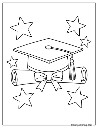 Graduation Cap On A Diploma Scroll