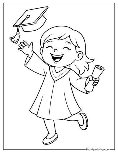 Graduation Girl Coloring Page