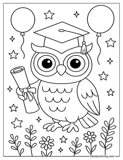 Graduation Owl Coloring Page