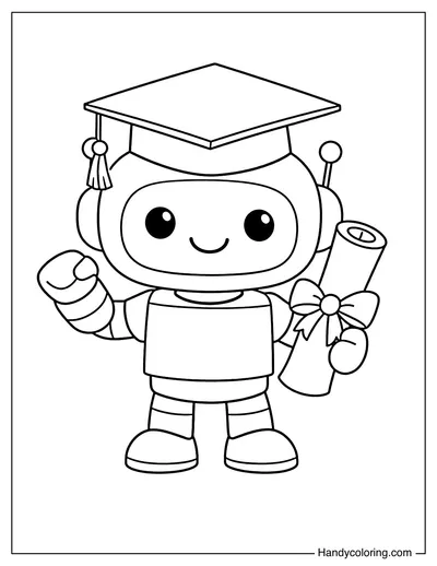 Graduation Robot Holding Diploma