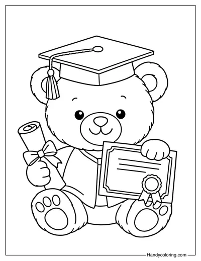 Graduation Teddy Bear Coloring Book