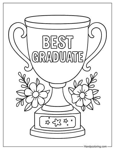 Graduation Trophy Coloring Page